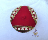 Igbo Red Chief Cap, Beaded Cowrie Ceremonial Hat | Nigerian Traditional Wear