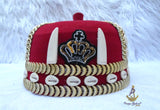 Odogwu Igbo Red Chief Cap, Beaded Cowrie Ceremonial Hat | Nigerian Traditional Wear