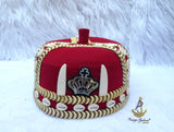 Odogwu Igbo Red Chief Cap, Beaded Cowrie Ceremonial Hat | Nigerian Traditional Wear