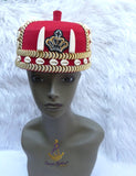 Odogwu Igbo Red Chief Cap, Beaded Cowrie Ceremonial Hat | Nigerian Traditional Wear