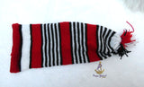Red White Black Knitted Traditional Cap, Tassel Nigerian Cultural Hat Delta Igbo Edo Traditional Costume Cap