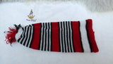 Red White Black Knitted Traditional Cap, Tassel Nigerian Cultural Hat Delta Igbo Edo Traditional Costume Cap
