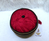 Black Gold-Tone Chain Traditional Cap, Red Tassel Delta Igbo Edo Groom Traditional Wedding Costume Cap