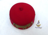 Red Elephant Beaded Traditional Cap, Gold Embellished Nigerian Ceremonial Hat | African Traditional Chief Hat