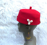 Red Cowrie Shell Igbo Cap, Nigerian Traditional Ceremonial Hat | Men's Wear | African Traditional Chief Hat
