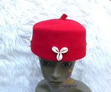 Red Cowrie Shell Igbo Cap, Nigerian Traditional Ceremonial Hat | Men's Wear | African Traditional Chief Hat