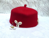 Red Cowrie Shell Igbo Cap, Nigerian Traditional Ceremonial Hat | Men's Wear | African Traditional Chief Hat