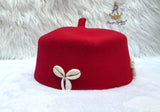 Red Cowrie Shell Igbo Cap, Nigerian Traditional Ceremonial Hat | Men's Wear | African Traditional Chief Hat