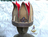 Tall Royal Crown Hat Red Brown Ceremonial Headpiece | Men's Regalia | Cultural Delta Igbo Edo Groom Traditional Wedding Costume Cap
