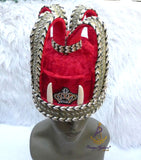 Extra Tall Royal Crown King Hat Red Ceremonial Headpiece | Men's Regalia | Cultural Delta Igbo Edo Groom Traditional Wedding Costume Cap