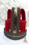 Extra Tall Royal Crown King Hat Red Ceremonial Headpiece | Men's Regalia | Cultural Delta Igbo Edo Groom Traditional Wedding Costume Cap