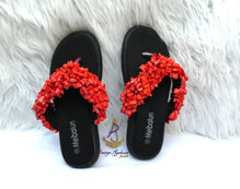 Original Coral Bead Slide Sandals | African Traditional Wedding Slippers | Igbo Edo Yoruba Bridal Shoes | Handmade Coral Beaded Slides for Women