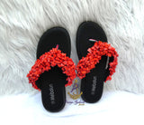 Original Coral Bead Slide Sandals | African Traditional Wedding Slippers | Igbo Edo Yoruba Bridal Shoes | Handmade Coral Beaded Slides for Women