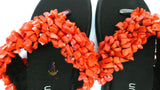 Original Coral Bead Slide Sandals | African Traditional Wedding Slippers | Igbo Edo Yoruba Bridal Shoes | Handmade Coral Beaded Slides for Women