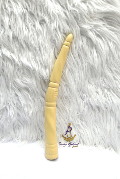 Chief Elephant Tusk Replica – African Traditional Igbo Nigerian Edo Delta Odu Hand-Held Nze/Ozo Staff