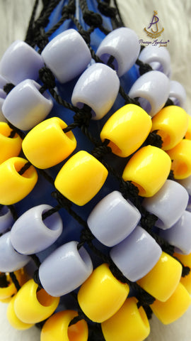 Small Yellow Purple Green Mix Orange Nigeria Shekere A Traditional African Percussion Instrument