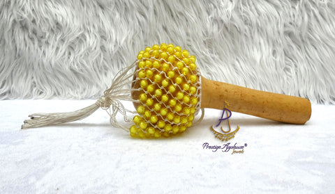Yellow Nigeria African Shekere A Traditional African Percussion Instrument