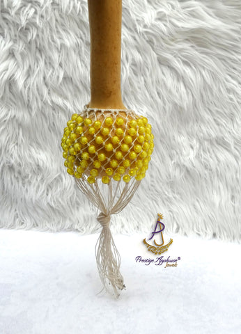 Yellow Nigeria African Shekere A Traditional African Percussion Instrument