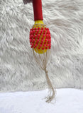 Small Yellow Purple Green Mix Orange Nigeria Shekere A Traditional African Percussion Instrument