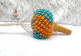 Blue Mixed Orange Nigeria Shekere A Traditional African Percussion Instrument