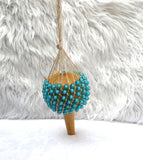 Blue Mixed Orange Nigeria Shekere A Traditional African Percussion Instrument