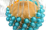 Blue Mixed Orange Nigeria Shekere A Traditional African Percussion Instrument