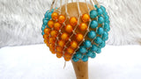 Blue Mixed Orange Nigeria Shekere A Traditional African Percussion Instrument