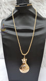 18K Gold Plated Money Bag Pendant Necklace, Dollar Sign Rope Chain Great as Gift