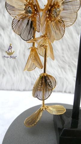 Gold Plated Long Detailed Earring Jewellery - Stunning Earrings for Special Occasion