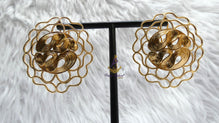 18K Gold Plated Bold Floral Statement Earrings, Rose Earrings, Oversized Wedding Jewellery