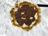 18K Gold Plated Bold Floral Multi colour Statement Earrings, Rose Earrings, Oversized Wedding Jewellery