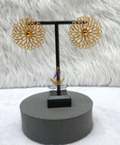 18K Gold Plated Bold Floral Statement Earrings, Rose Earrings, Oversize Stud Wedding Jewellery