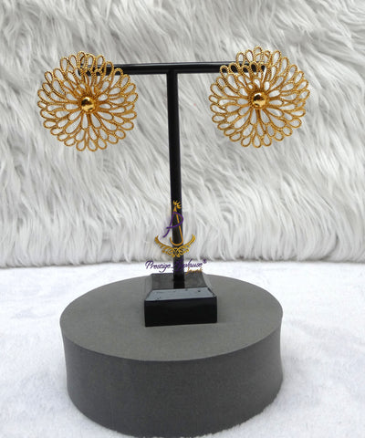18K Gold Plated Bold Floral Statement Earrings, Rose Earrings, Oversize Stud Wedding Jewellery