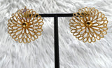 18K Gold Plated Bold Floral Statement Earrings, Rose Earrings, Oversize Stud Wedding Jewellery