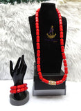 Red Brazilian Coral African Nigerian Traditional Beads Necklace Bracelet Jewellery Wedding Set