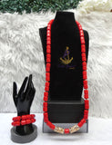 Red Brazilian Coral African Nigerian Traditional Beads Necklace Bracelet Jewellery Wedding Set