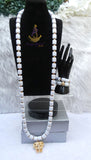 White Brazilian Coral Men Lion Head African Groom Bead necklace bracelet set gold-plated jewellery - weddings, traditional ceremonies