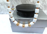 White Brazilian Coral Men Lion Head African Groom Bead necklace bracelet set gold-plated jewellery - weddings, traditional ceremonies
