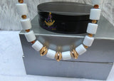 White Brazilian Coral Men Lion Head African Groom Bead necklace bracelet set gold-plated jewellery - weddings, traditional ceremonies
