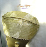 Orange Gold Purple Gold Men Aso Oke Groom Fila Cap Hat UK Dispatch