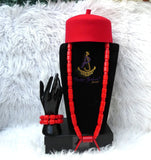 PrestigeApplause African Bead Necklace Set with Red Traditional Cap | Igbo Wedding Jewelry | Luxury Cultural Bridal Set