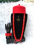 PrestigeApplause African Bead Necklace Set with Red Traditional Cap | Igbo Wedding Jewelry | Luxury Cultural Bridal Set