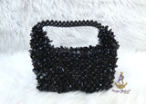 PrestigeApplause Black Beaded Handbag | Crystal Evening Clutch | Statement Purse | Wedding & Party Bag