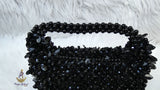 PrestigeApplause Black Beaded Handbag | Crystal Evening Clutch | Statement Purse | Wedding & Party Bag