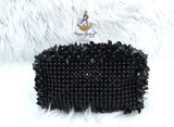 PrestigeApplause Black Beaded Handbag | Crystal Evening Clutch | Statement Purse | Wedding & Party Bag