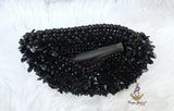 PrestigeApplause Black Beaded Handbag | Crystal Evening Clutch | Statement Purse | Wedding & Party Bag