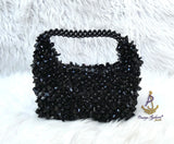 PrestigeApplause Black Beaded Handbag | Crystal Evening Clutch | Statement Purse | Wedding & Party Bag