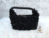 PrestigeApplause Black Beaded Handbag | Crystal Evening Clutch | Statement Purse | Wedding & Party Bag