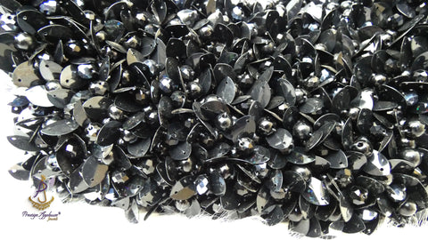 PrestigeApplause Black Beaded Handbag | Crystal Evening Clutch | Statement Purse | Wedding & Party Bag