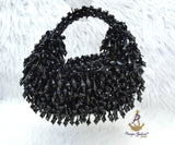 PrestigeApplause Black Handmade Beaded Handbag | Crystal Evening Clutch | Statement Purse | Wedding & Party Purse